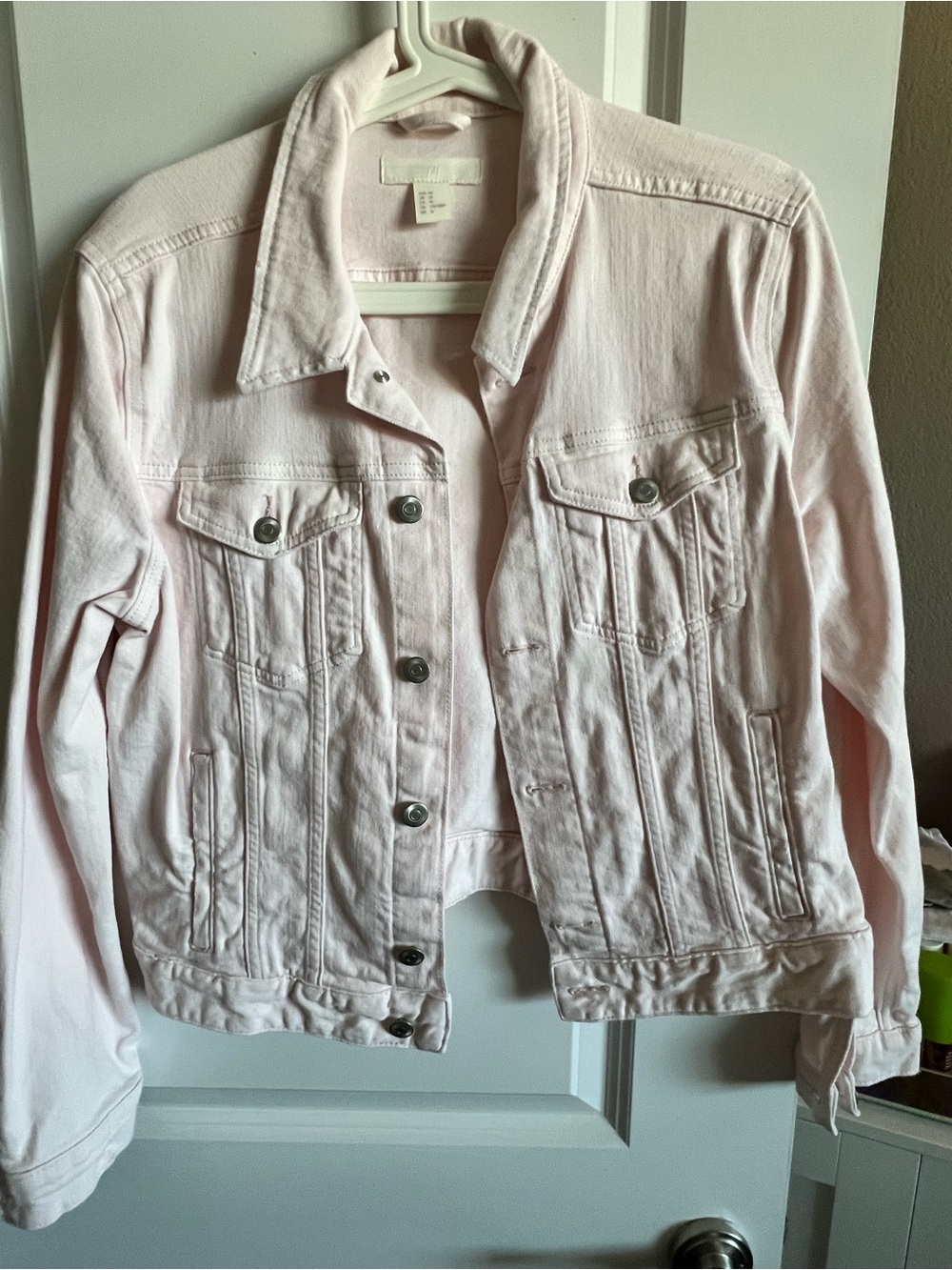 H&M Pale Pink Denim Jacket with Button-Front